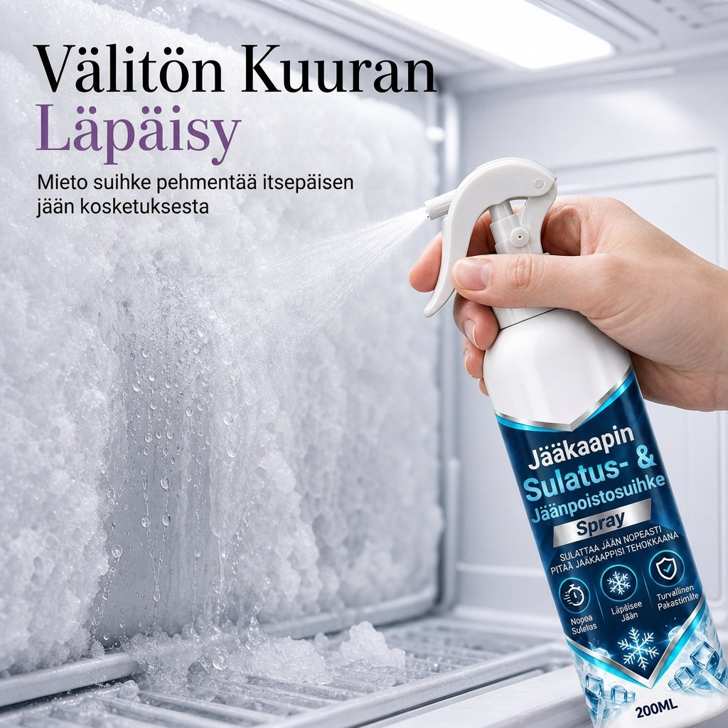 Jääkaapin ja pakastimen sulatus- ja jäänpoisto-suihke