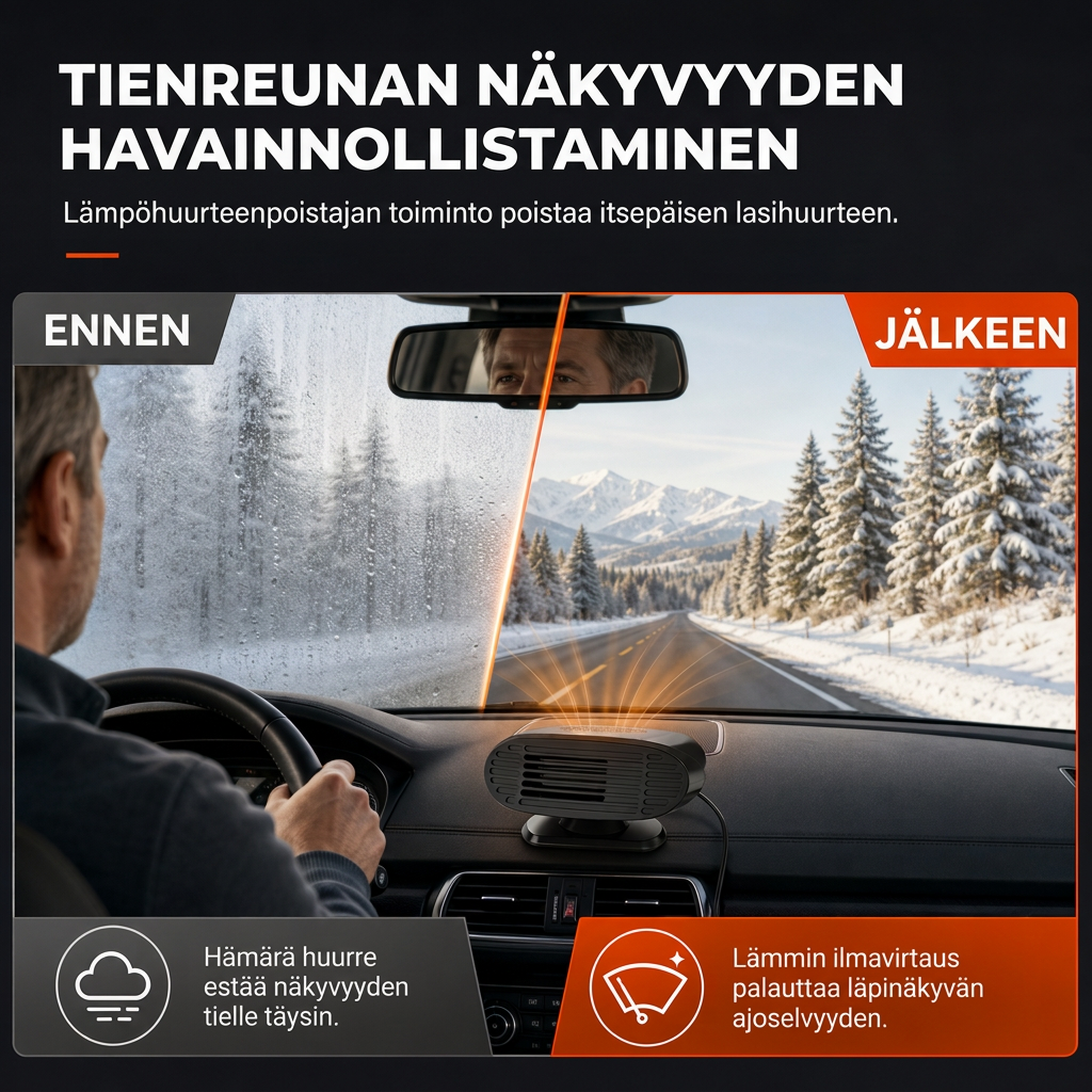 📢 50% ALENNUS! Autolämmitin & tuulilasin sulatuspuhallin – säädettävä lämmin ilma kylmiin aamuihin 🚗❄️