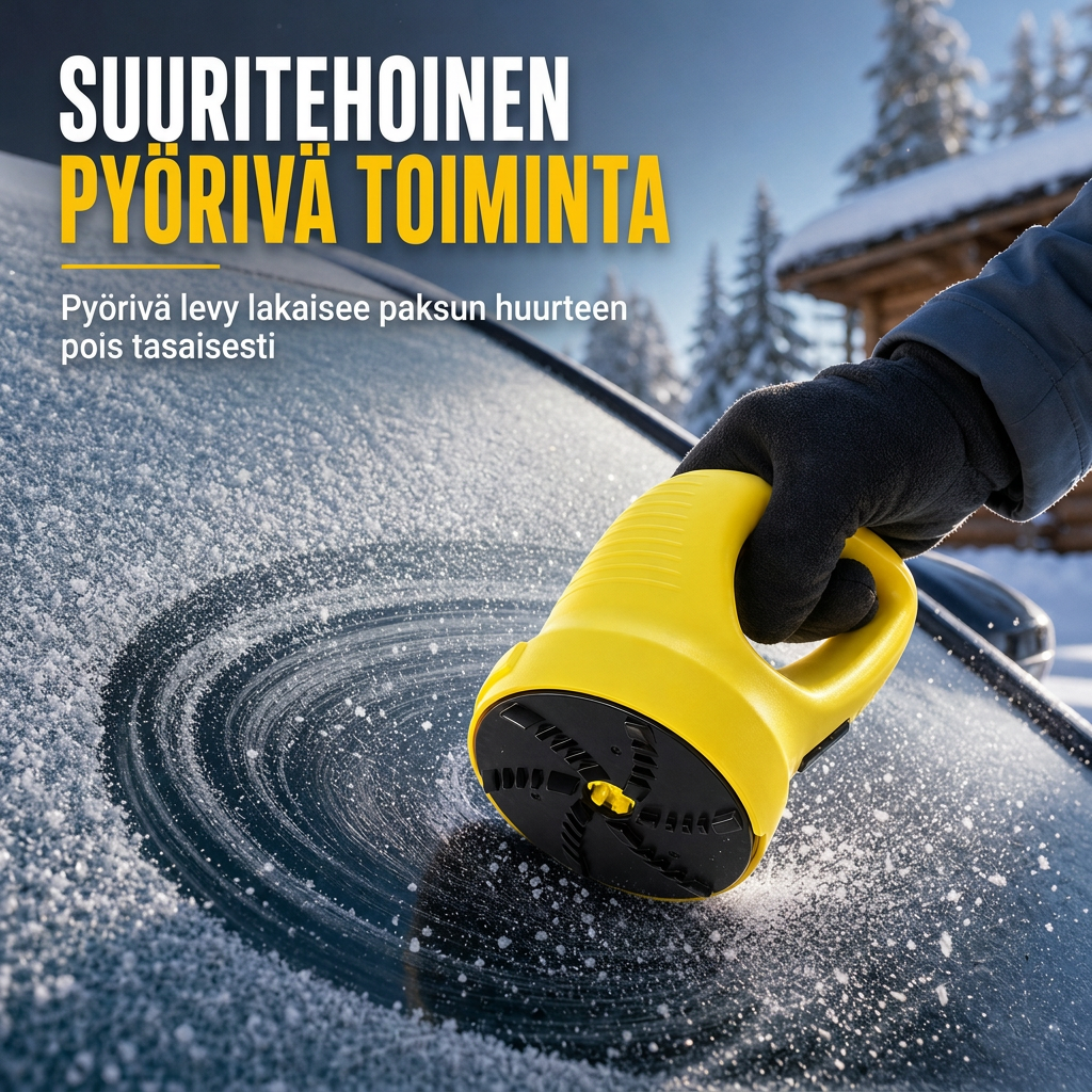 Sähköauton tuulilasin lumilapio ja jäänpoistotyökalu talviseen lumenpoistoon