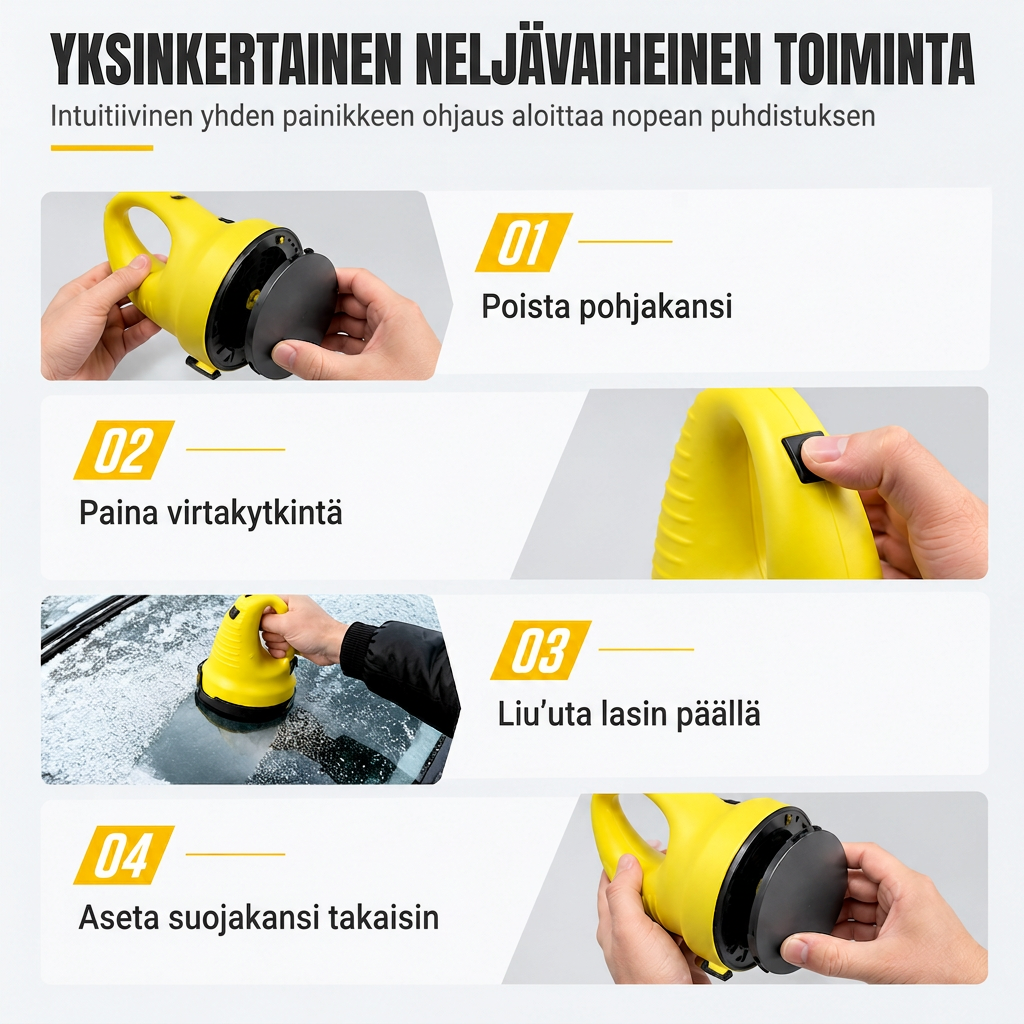 Sähköauton tuulilasin lumilapio ja jäänpoistotyökalu talviseen lumenpoistoon