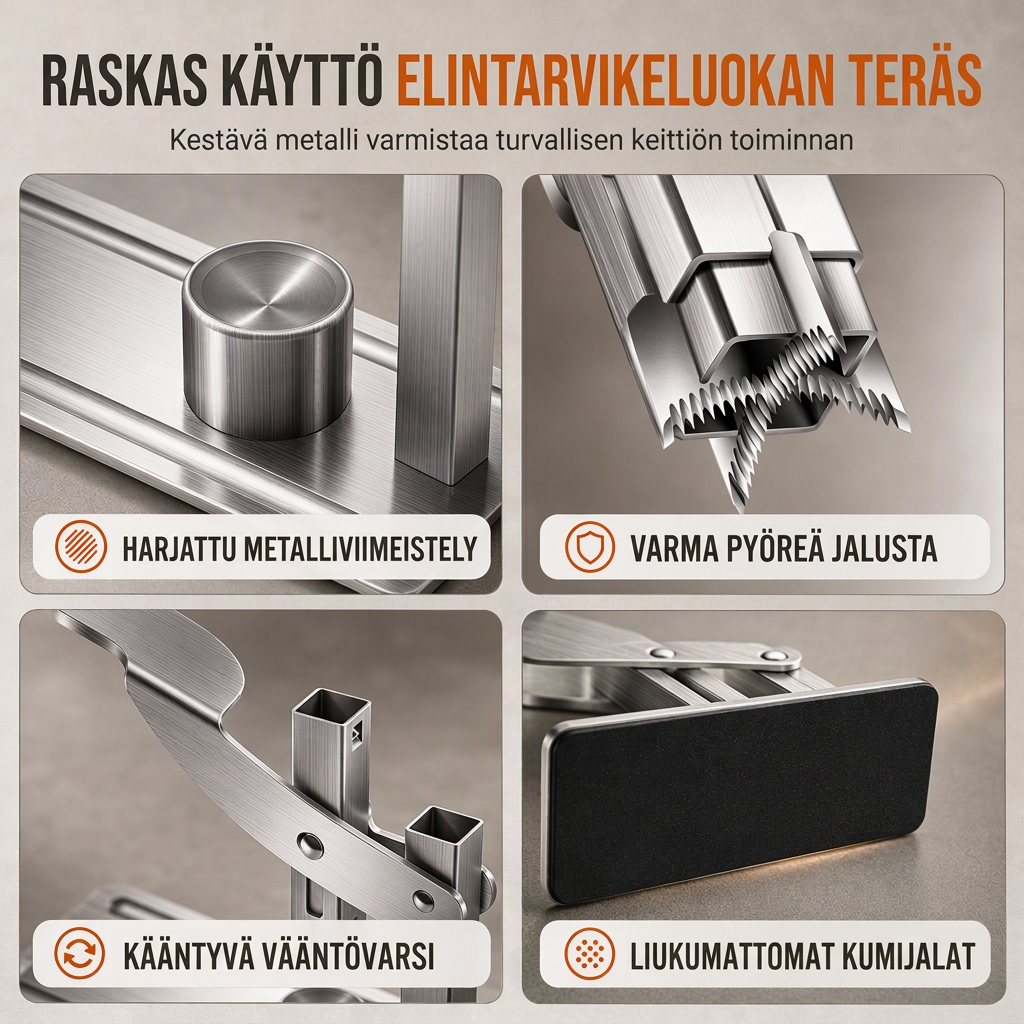 Ruostumattomasta teräksestä valmistettu kastanja- ja pähkinäsuppilo