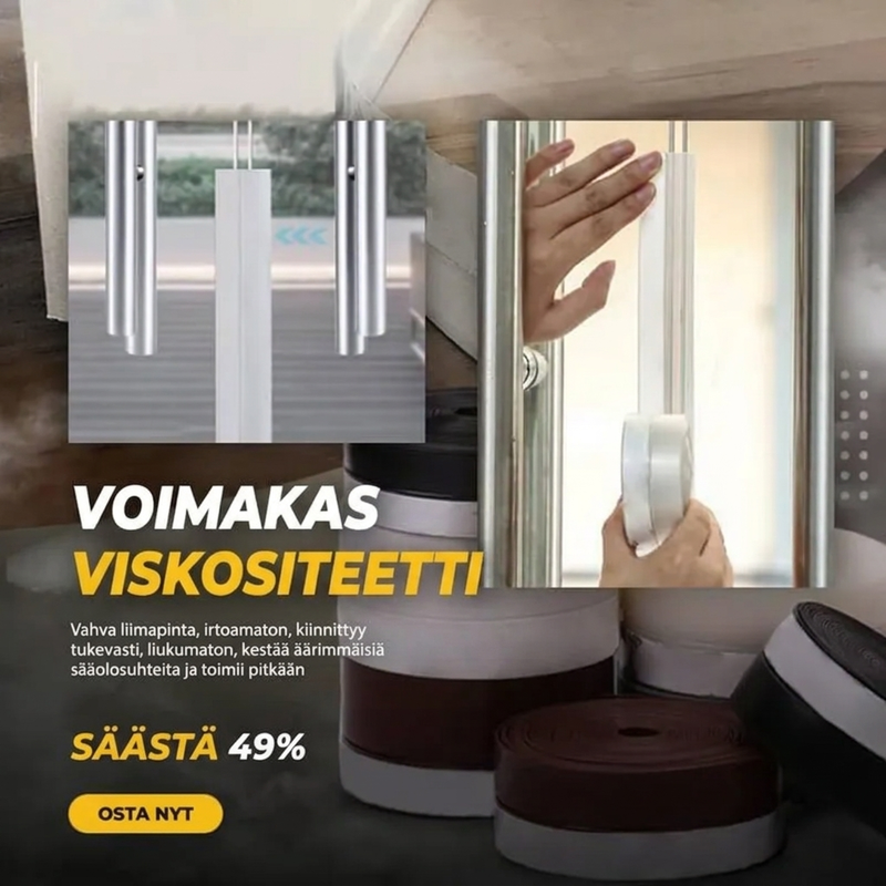 🔥5 metriä ovitiivisten nauha – itseliimautuva, joustava silikoni, estää pölyn, hyönteisten ja melun pääsyn