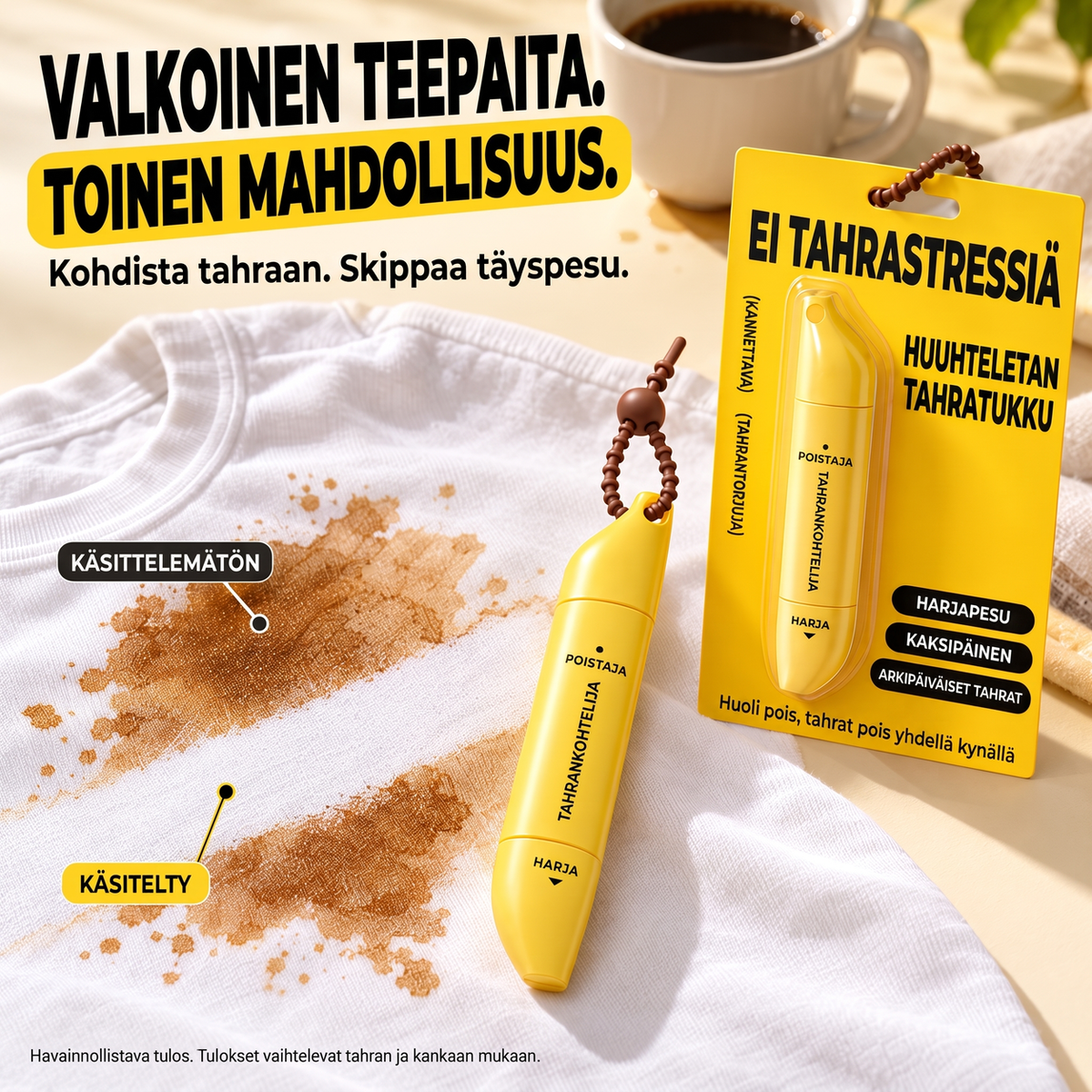 Kannettava kaksipäinen tahranpoistokynä