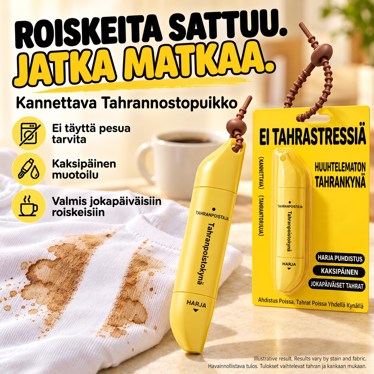 Kannettava kaksipäinen tahranpoistokynä