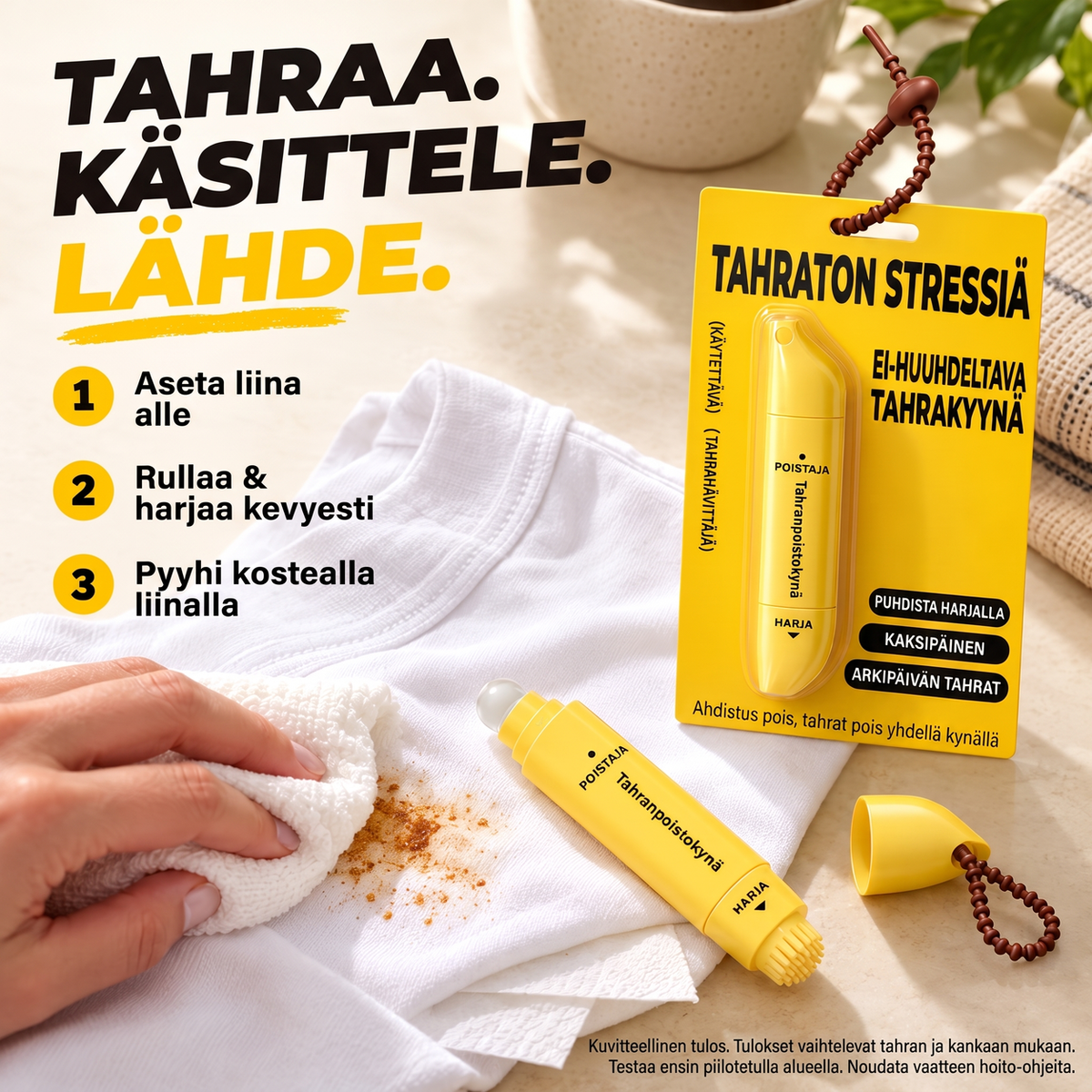 Kannettava kaksipäinen tahranpoistokynä