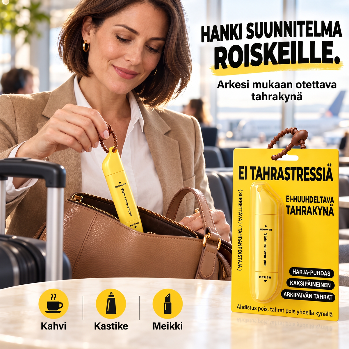 Kannettava kaksipäinen tahranpoistokynä