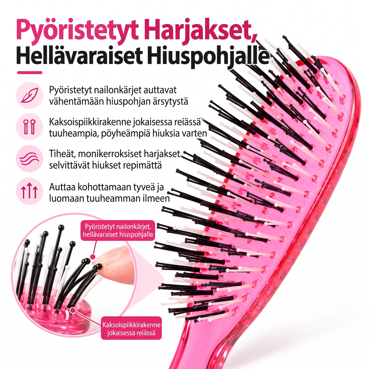 💇 Kannettava harjaustenpoisto- ja päänahkahierontaharja