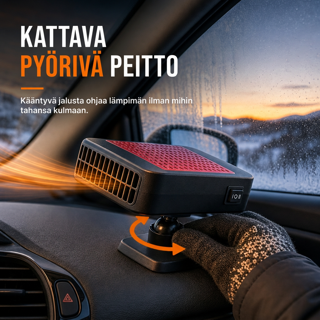🔥 -52% ❄️🚗 Kannettava 12V auton tuulilasin sulatus- ja sumunpoistaja – ajoneuvon lämmitin ja tuuletin 🌀