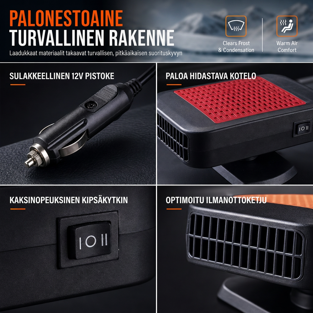 🔥 -52% ❄️🚗 Kannettava 12V auton tuulilasin sulatus- ja sumunpoistaja – ajoneuvon lämmitin ja tuuletin 🌀