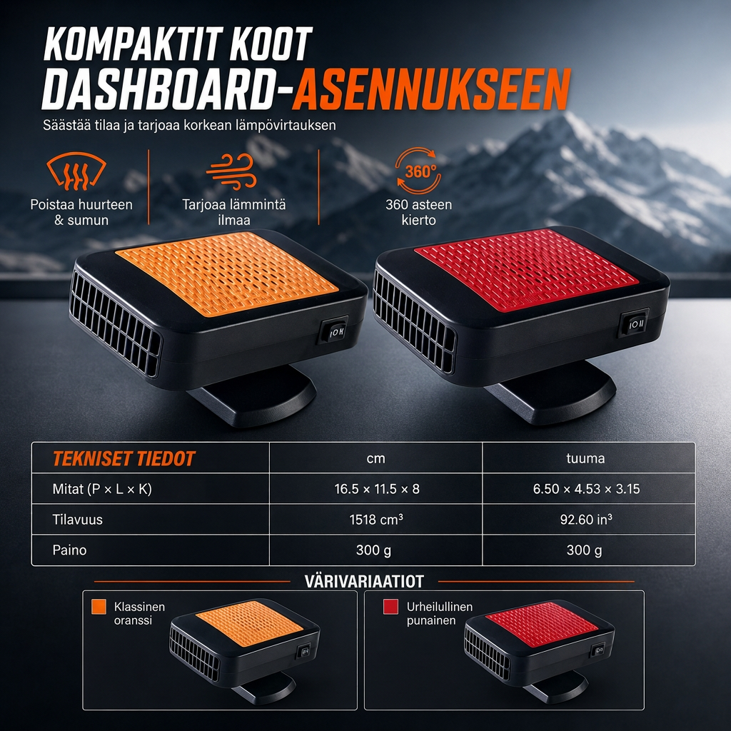 🔥 -52% ❄️🚗 Kannettava 12V auton tuulilasin sulatus- ja sumunpoistaja – ajoneuvon lämmitin ja tuuletin 🌀