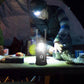 Aurinkovoimalla toimiva sisäänvedettävä camping-valaisin