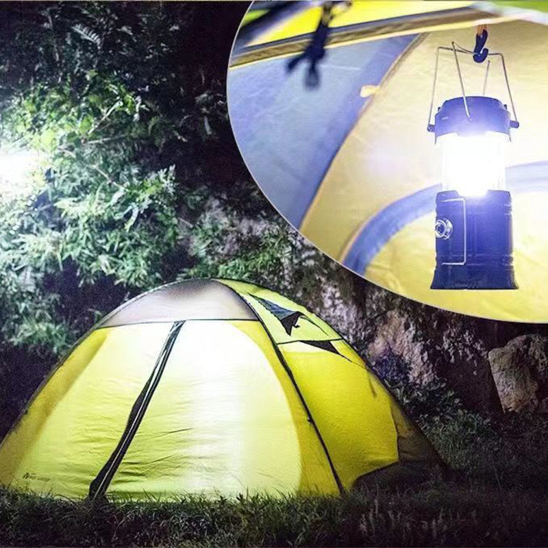 Aurinkovoimalla toimiva sisäänvedettävä camping-valaisin