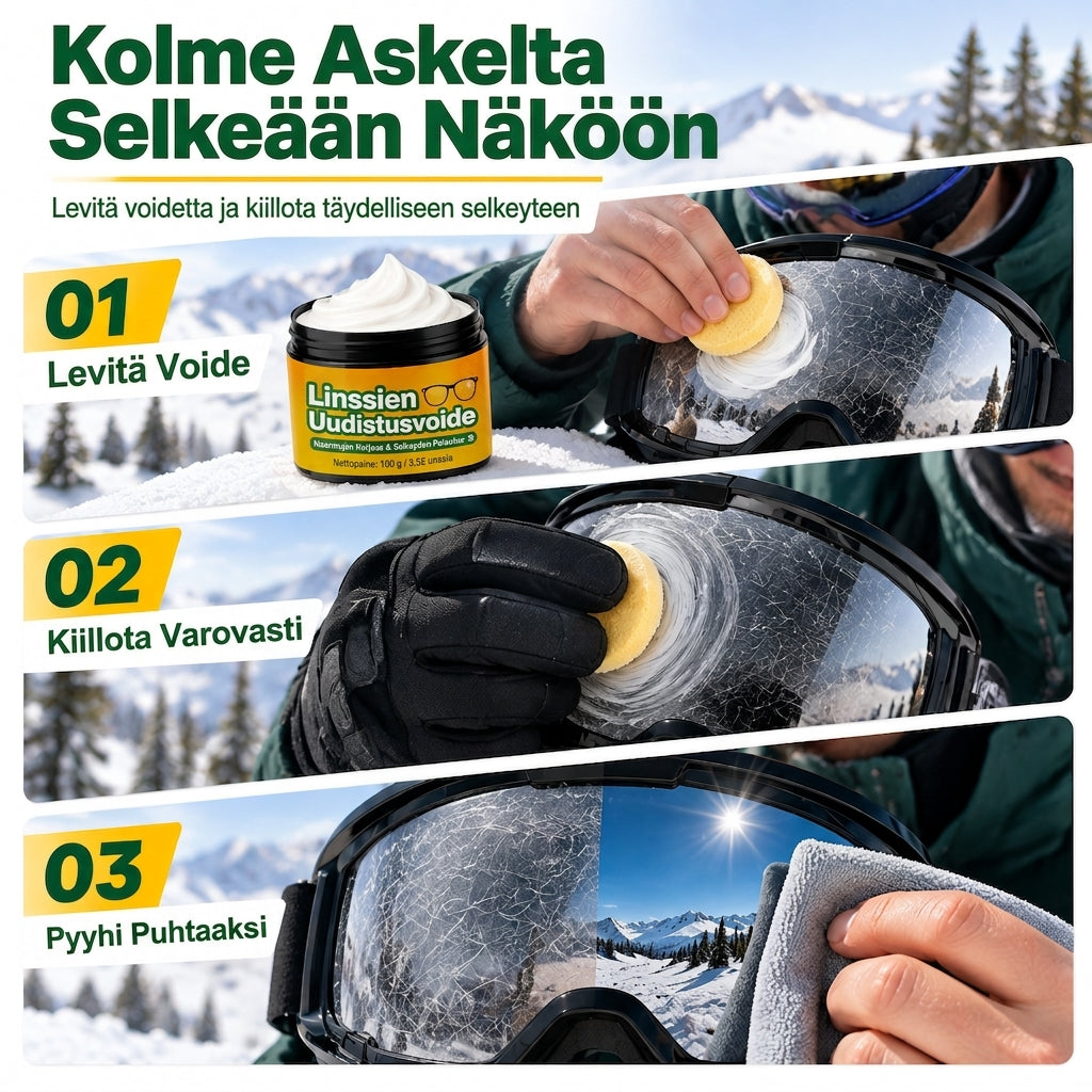 🥳2026 ALENNUSMYYNTI🥳💞Yli 50 000 myyty! 👓✨ 50 % ALENNUS! Linjojen naarmujenkorjausvoide – poista mikronaarmut välittömästi ja palauta selkeä näkö. Hellävarainen kiillotus suojaa pinnoitteita silmälaseille, suojalaseille ja visiireille! 🛡️✅