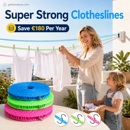 💥 OSTA 1, SAAT 1 ILMAISEKSI 🔗 Tuulenpitävä, liukumaton pyykkinaru 👕 Vältä pyykkikaaos tuulisella säällä 🌬️